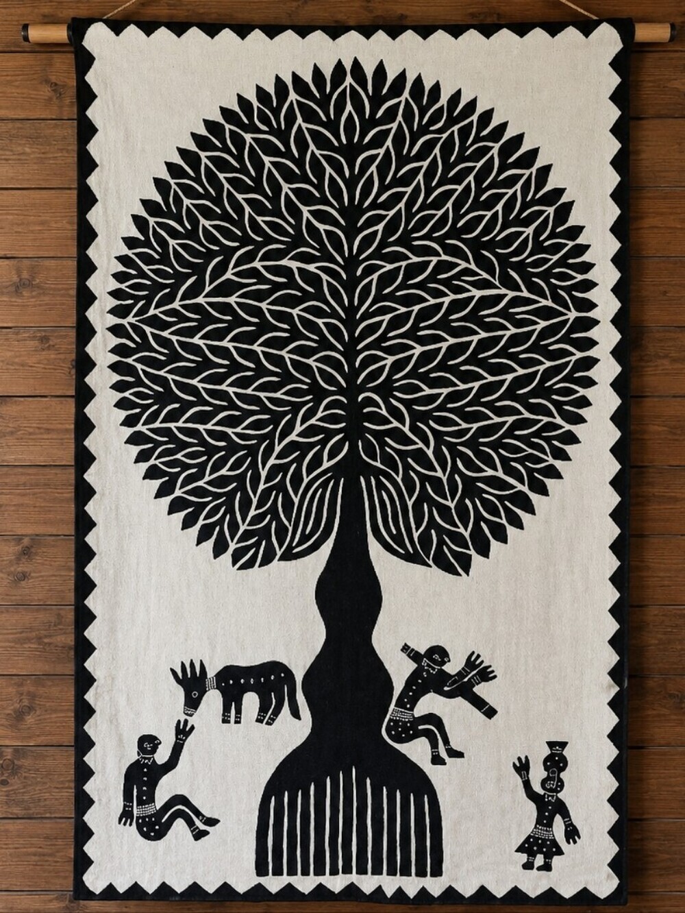Tilonia Wall Hanging Tree of Life Black/White Tapestry